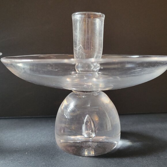 Vintage Steuben Teardrop Candlestick Holders Set Of 2 Elegant Design - Picture 4 of 12